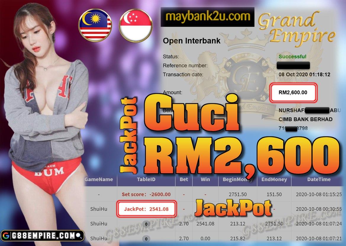 MMBR MAIN SHUI HU JACKPOT RM2,600 !!