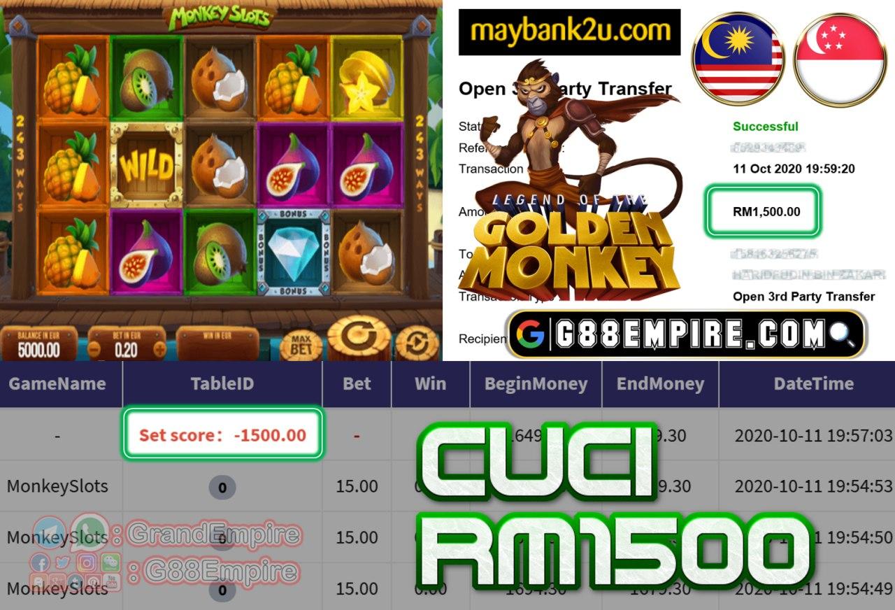 MEMBER MAIN MONKEY SLOT CUCI RM1500!!!