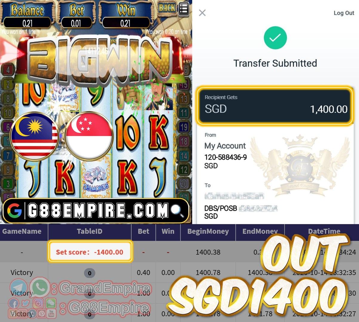 MEMBER MAIN VICTORY OUT SGD1400 !!!