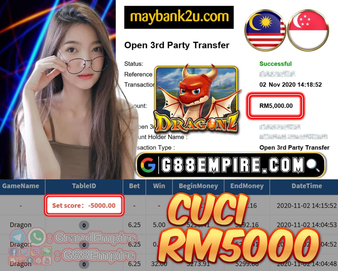 MEMBER MAIN DRAGON CUCI RM5000!!!