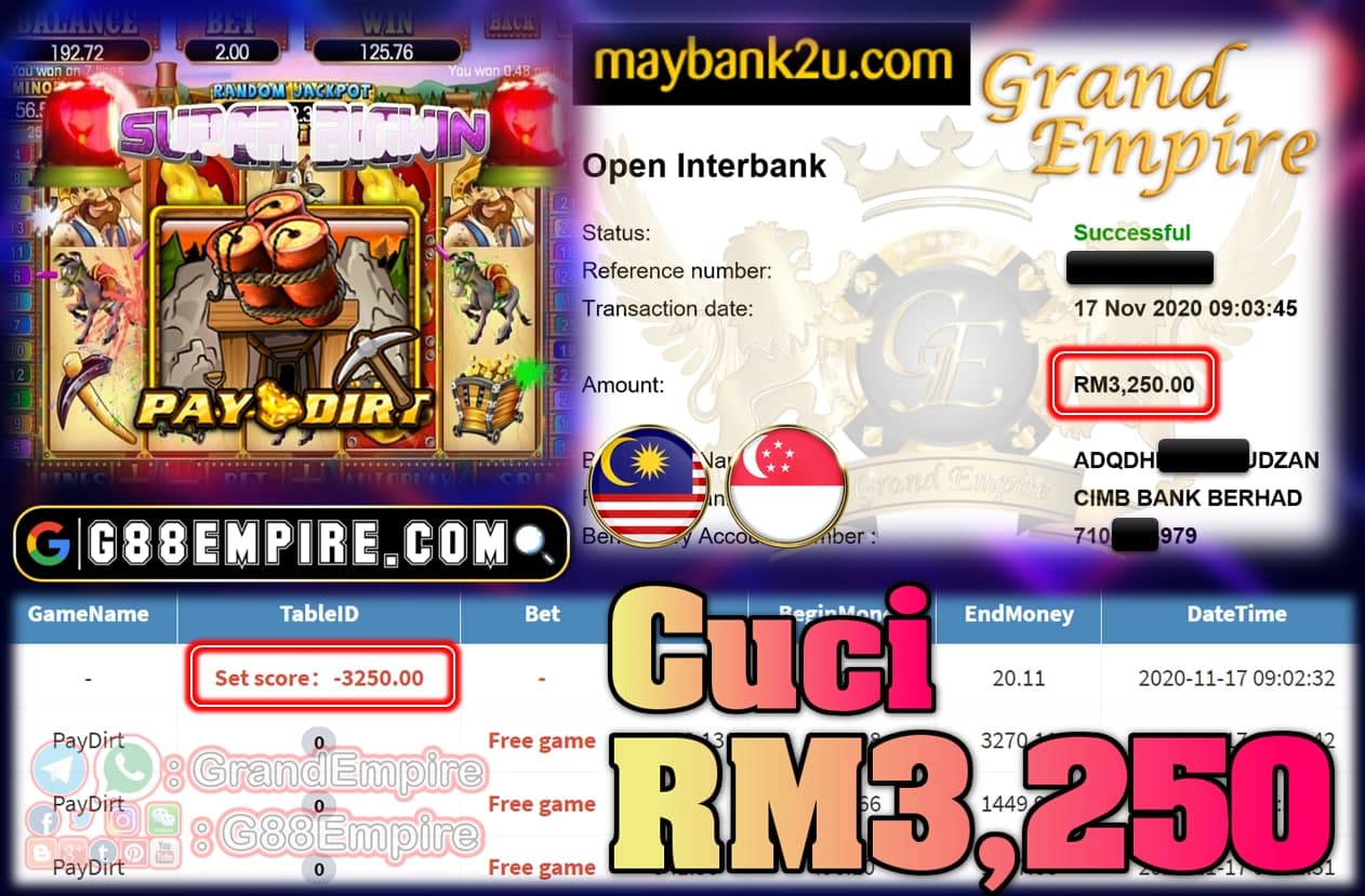 MEMBER MAIN PAY DIRT CUCI RM3,250 !!!