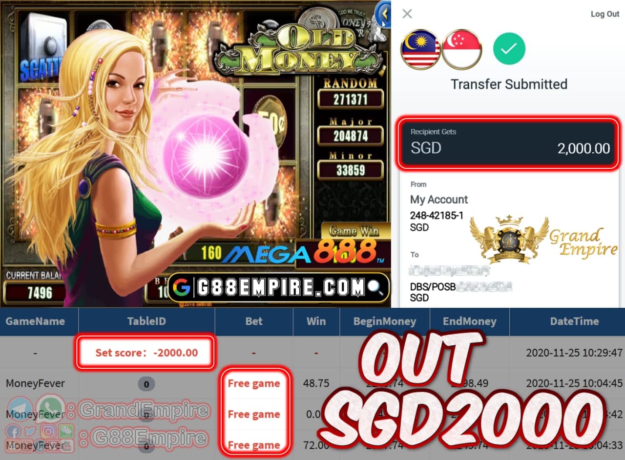 MEMBER MAIN MONEYFEVER OUT SGD2000!!!