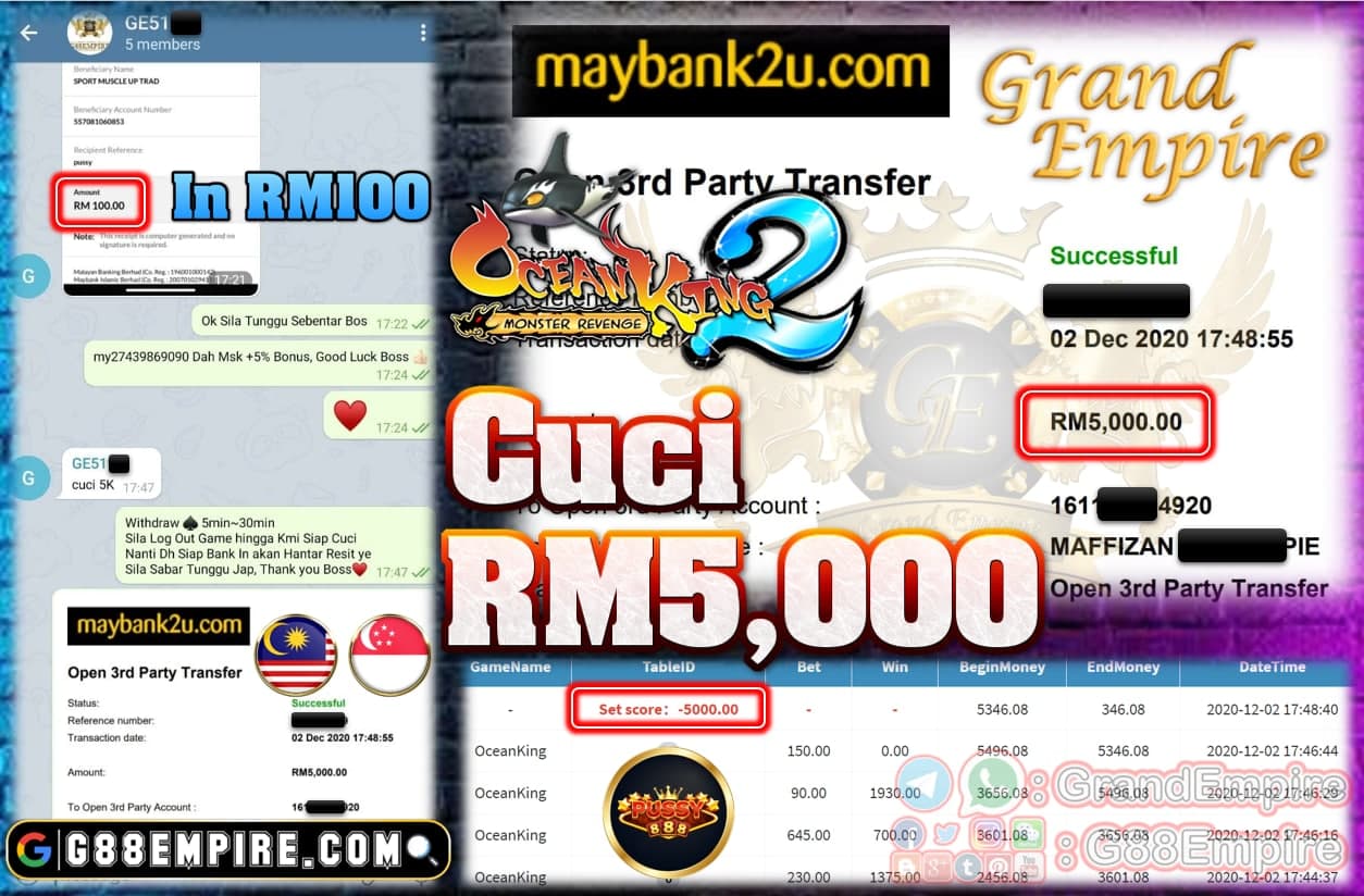 MEMBER IN RM100 MAIN OCEAN KING CUCI RM5,000 !!