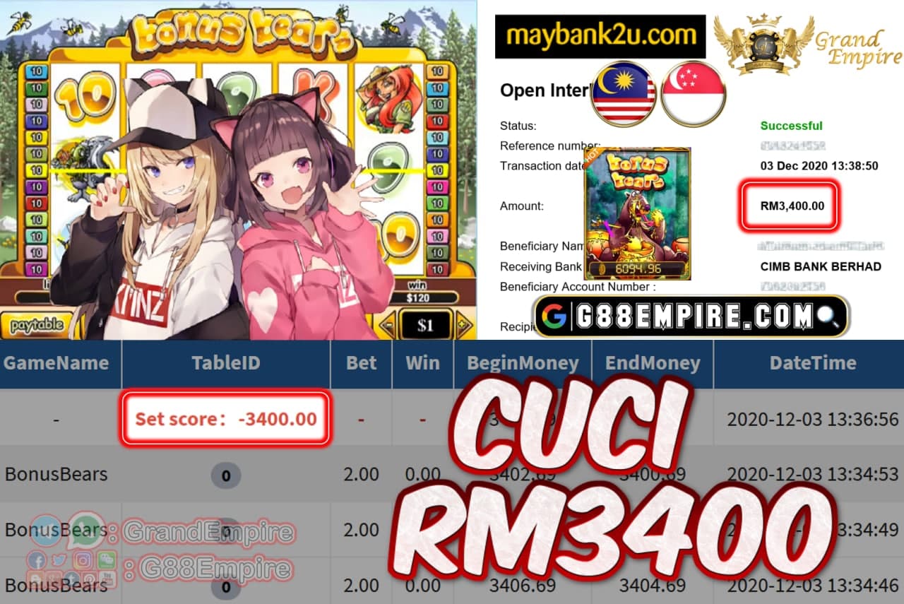 MEMBER MAIN BONUSBEARS CUCI RM3400!!!
