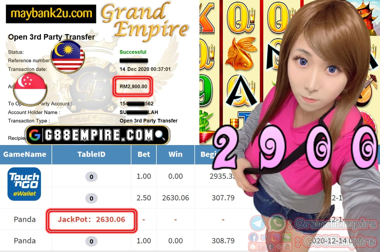 MEMBER MAIN PANDA KENA JACKPOT CUCI RM 2.900!!!