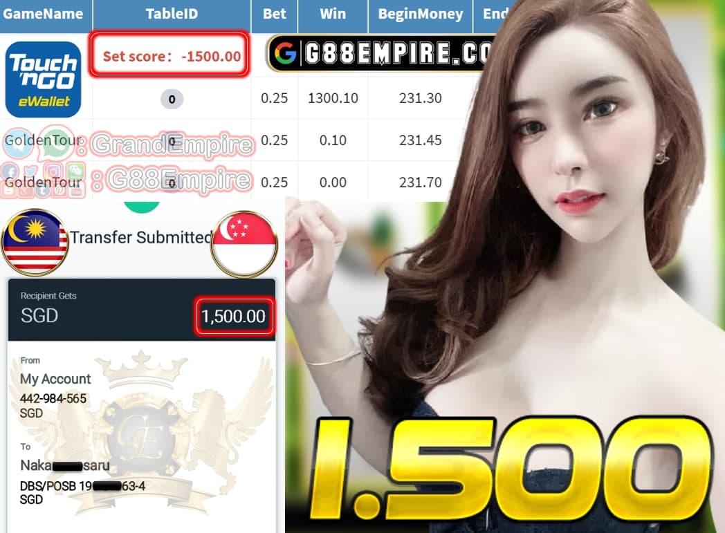 MEMBER PLAY GOLDENTOUR CASH OUT SGD 1.500!!!