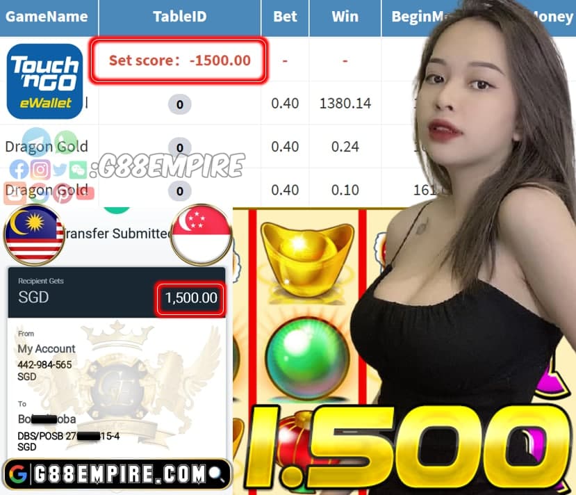 MEMBER PLAY DRAGON GOLD CASH OUT SGD 1.500!!!