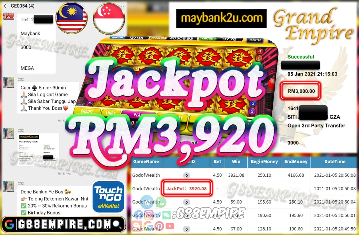 MMBR MAIN GOD OF WEALTH DPT JACKPOT RM3,920 !!