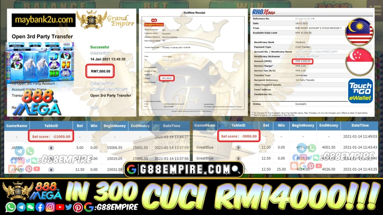 MEMBER MAIN MEGA888 CUCI RM14000!!!