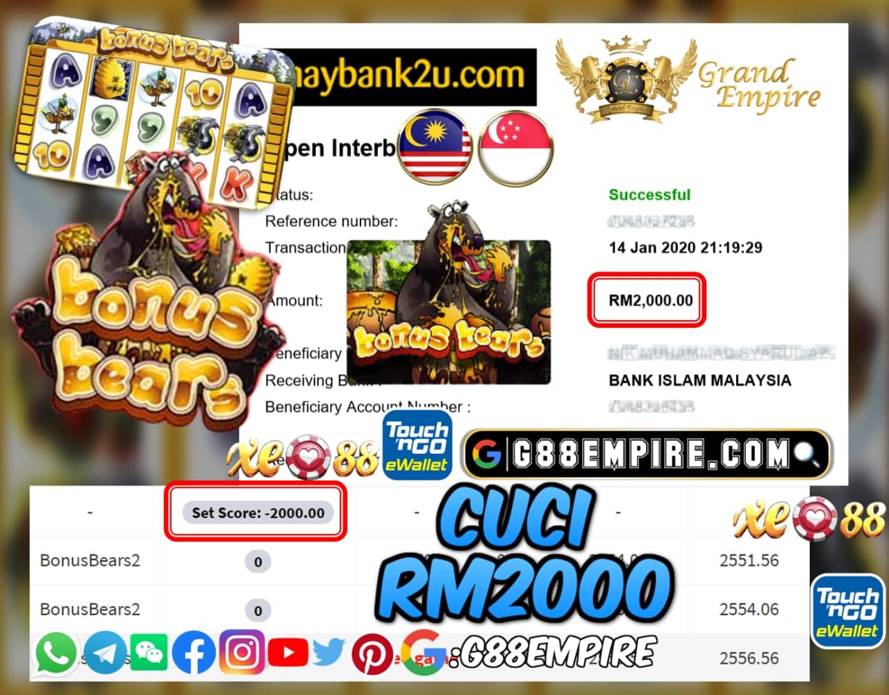 MEMBER MAIN BONUSBEARS2 CUCI RM2000!!!