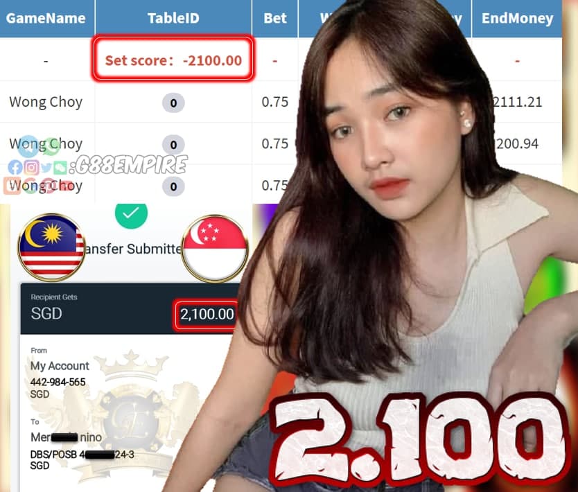 MEMBER PLAY WONG CHOY AND CASH OUT SGD 2.100!!!