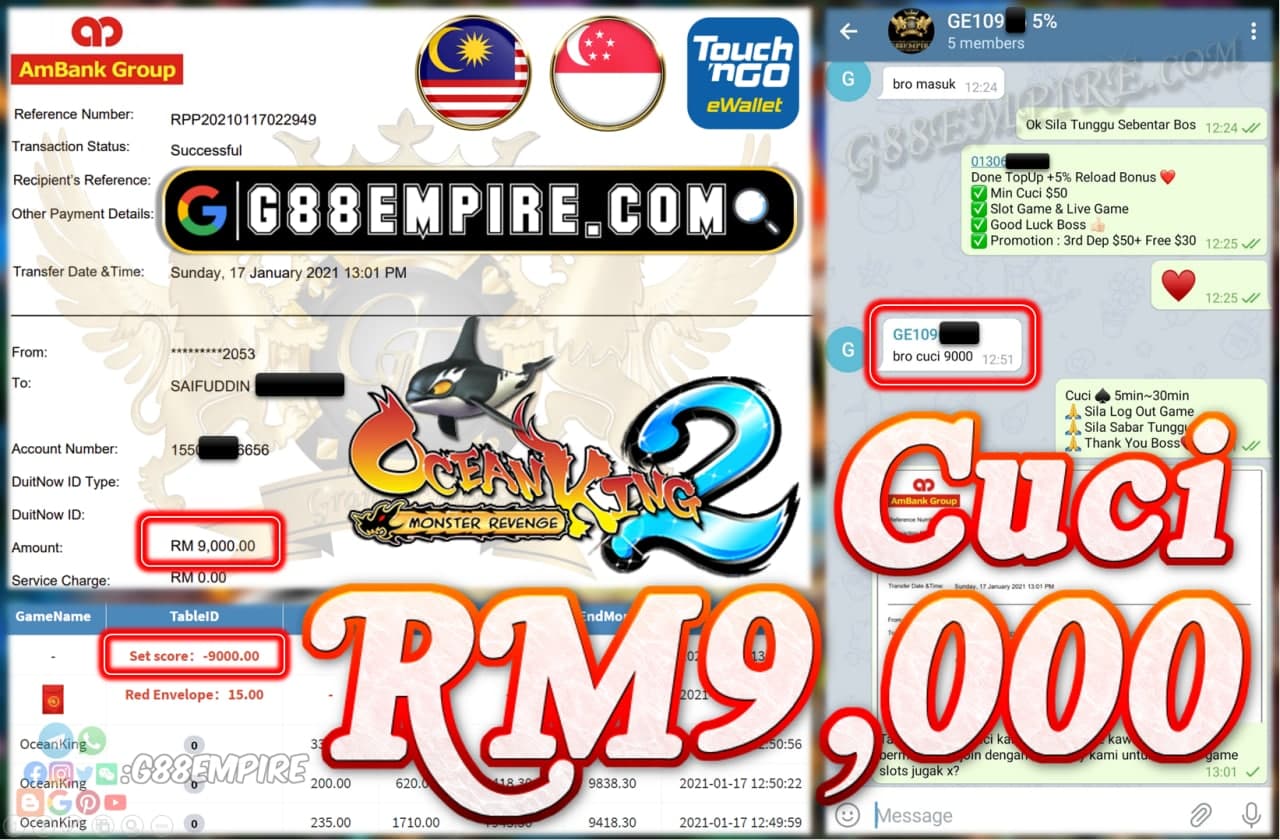 MEMBER MAIN OCEAN KING CUCI RM9,000 !!