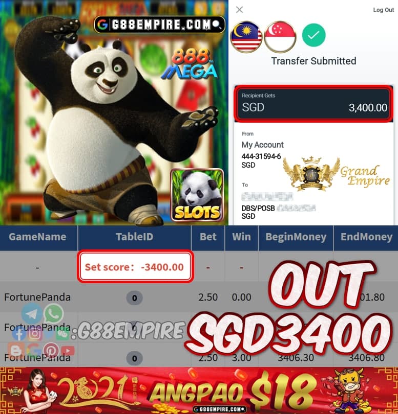 MEMBER MAIN FORTUNEPANDA CUCI SGD3400!!!