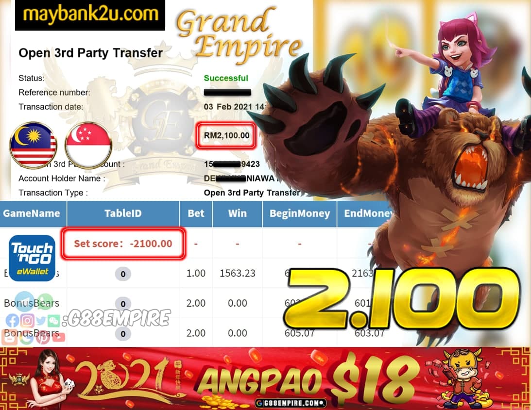 MEMBER MAIN BONUSBEARS DAPAT CUCI RM 2.100!!!