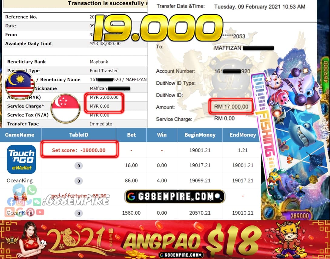 MEMBER MAIN OCEANKING DAPAT CUCI RM 19.000!!!