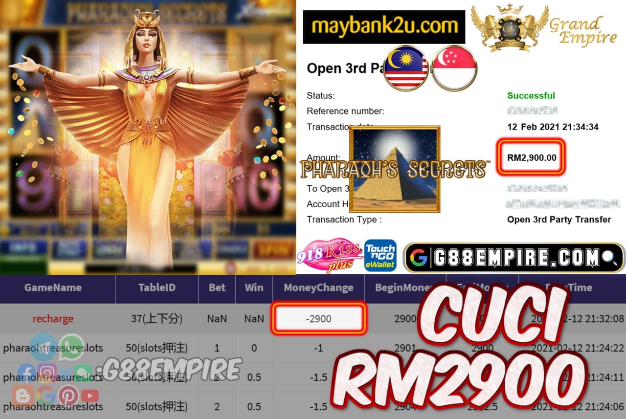 MEMBER MAIN PHARAOHTREASURESLOTS CUCI RM2900!!!