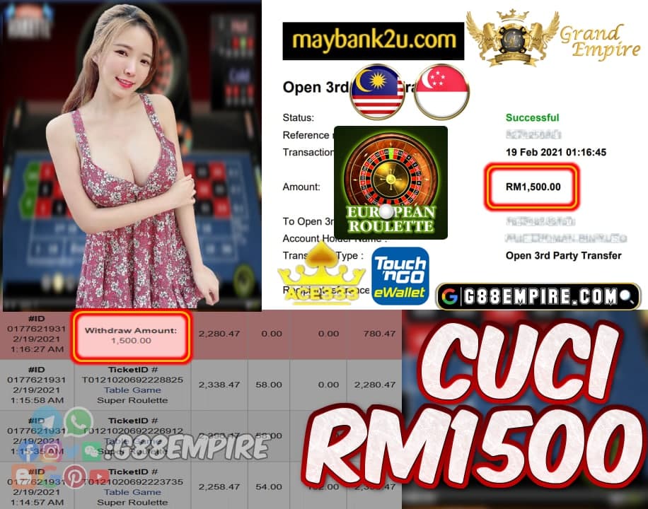 MEMBER MAIN ROULETTE CUCI RM1500!!!