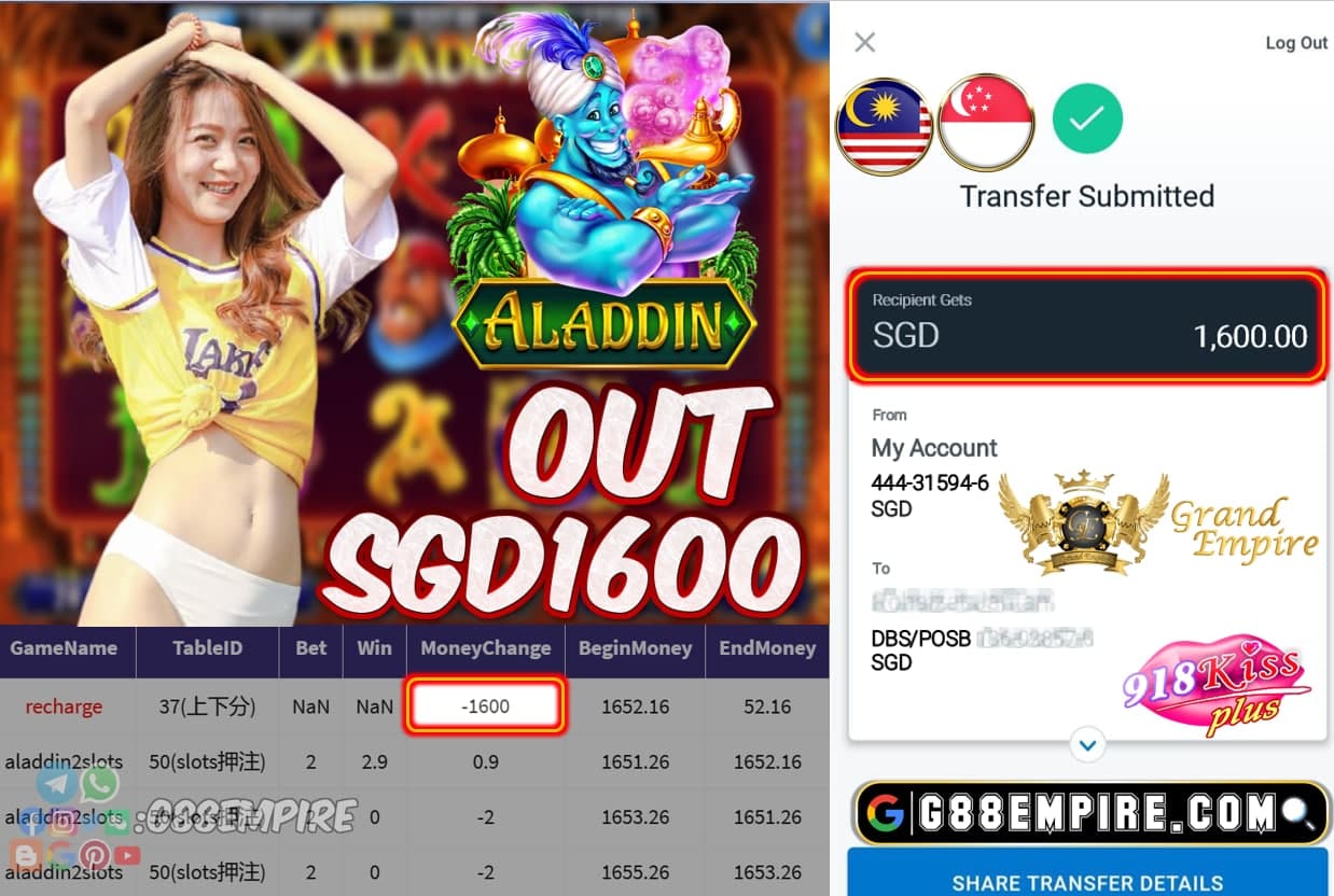 MEMBER MAIN ALADDIN OUT SGD1600!!!