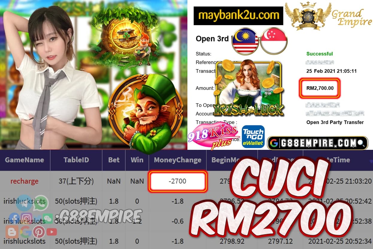 MEMBER MAIN IRISH LUCK CUCI RM2700!!!