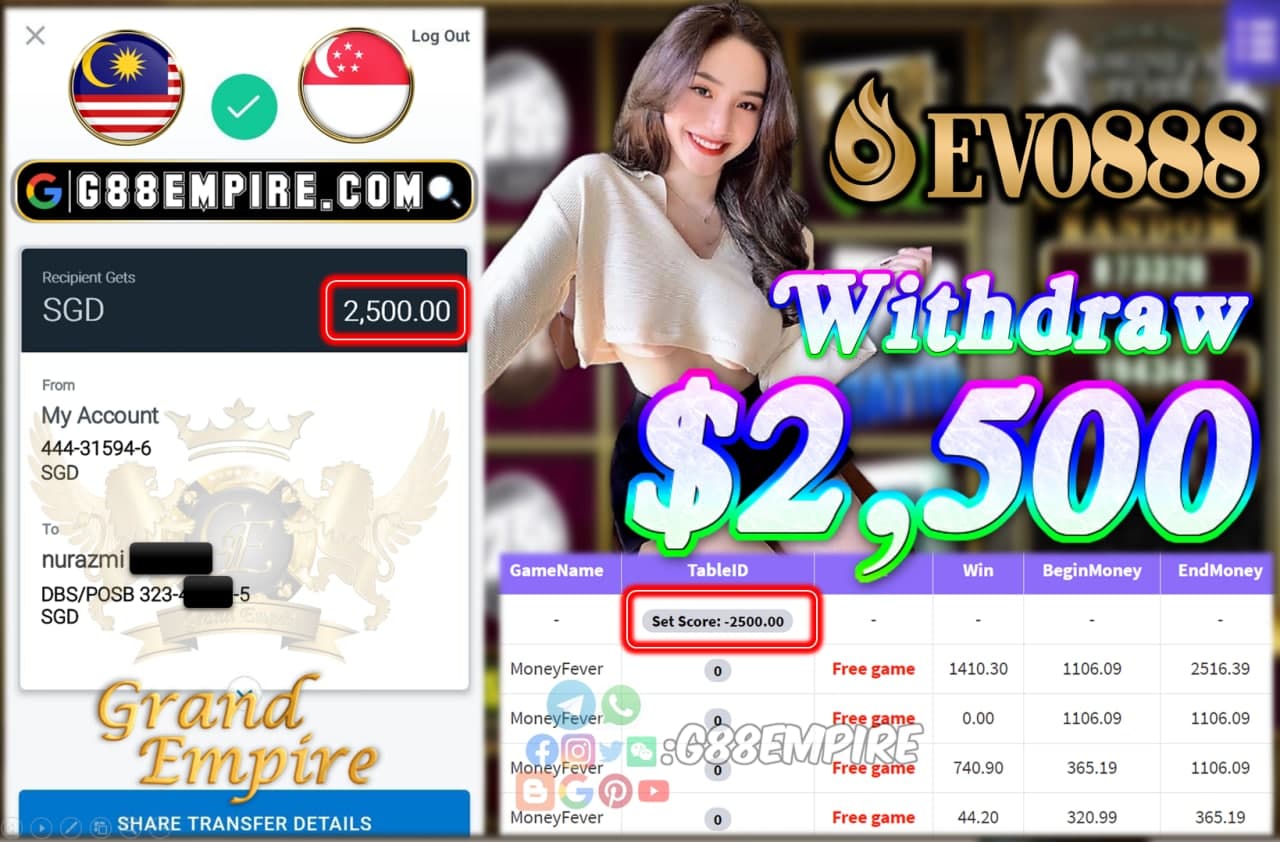 EVO888 - MONEY FEVER WITHDRAW $2,500 !!