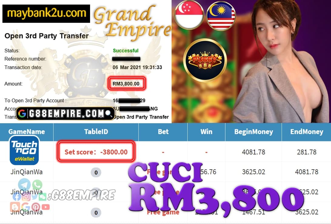 PUSSY888-JINQIANWA CUCI RM3,800 !!