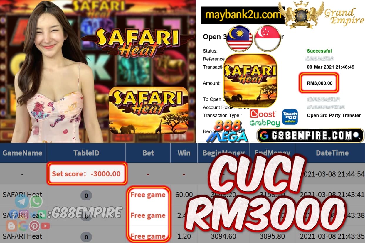 MEGA888 - SAFARI HEAT CUCI RM3000!!!