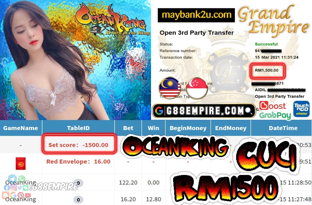 MEGA888 - OCEANKING CUCI RM1,500!!!