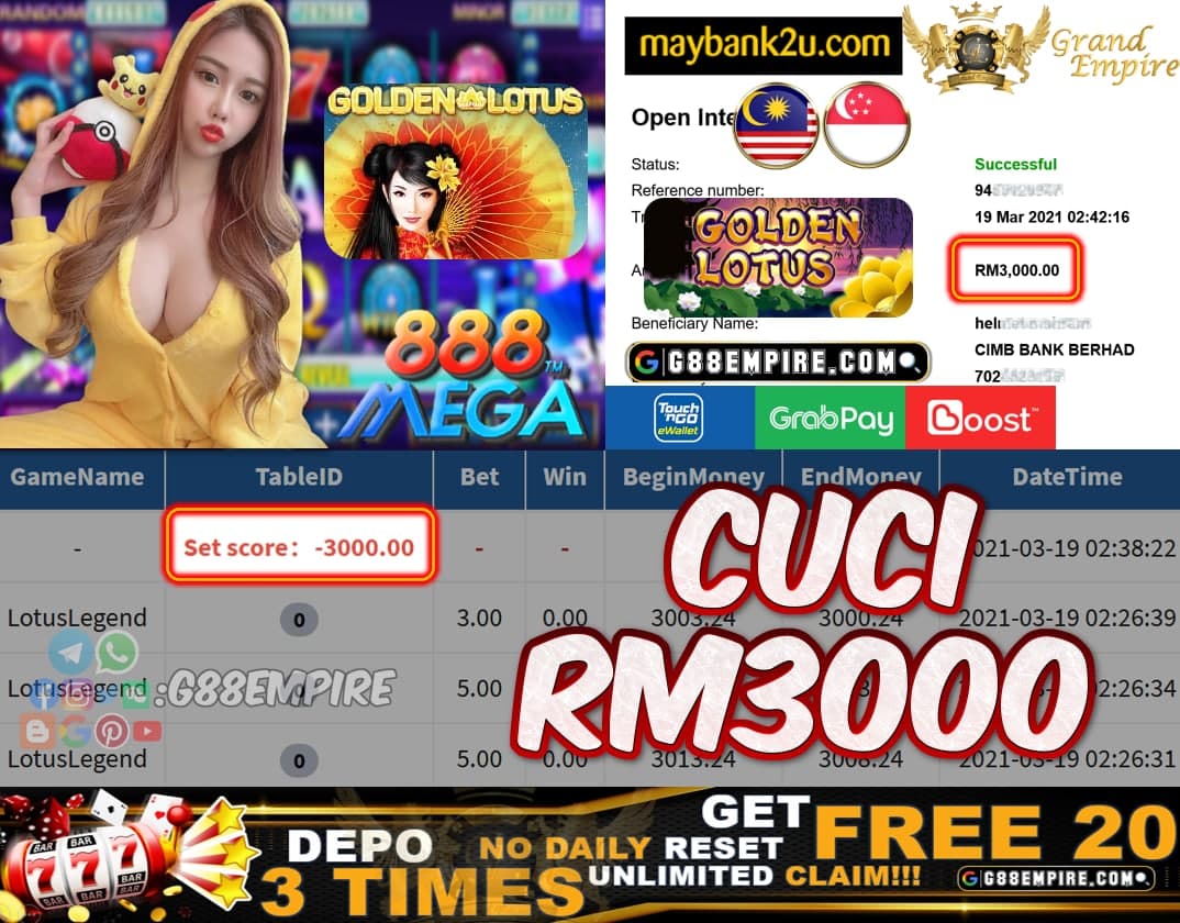 MEGA888 - LOTUSLEGEND CUCI RM3000!!!