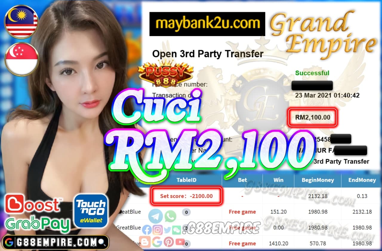 PUSSY888 - GREAT BLUE CUCI RM2,100 !!