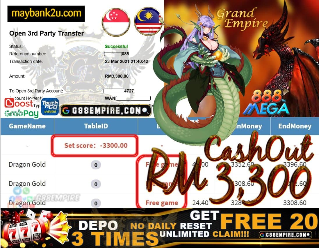 MEGA888 - DRAGON GOLD RM3300！！！