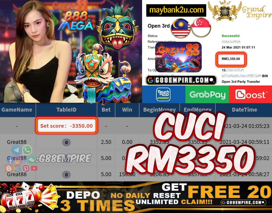 MEGA888 - GREAT88 CUCI RM3350 !!!