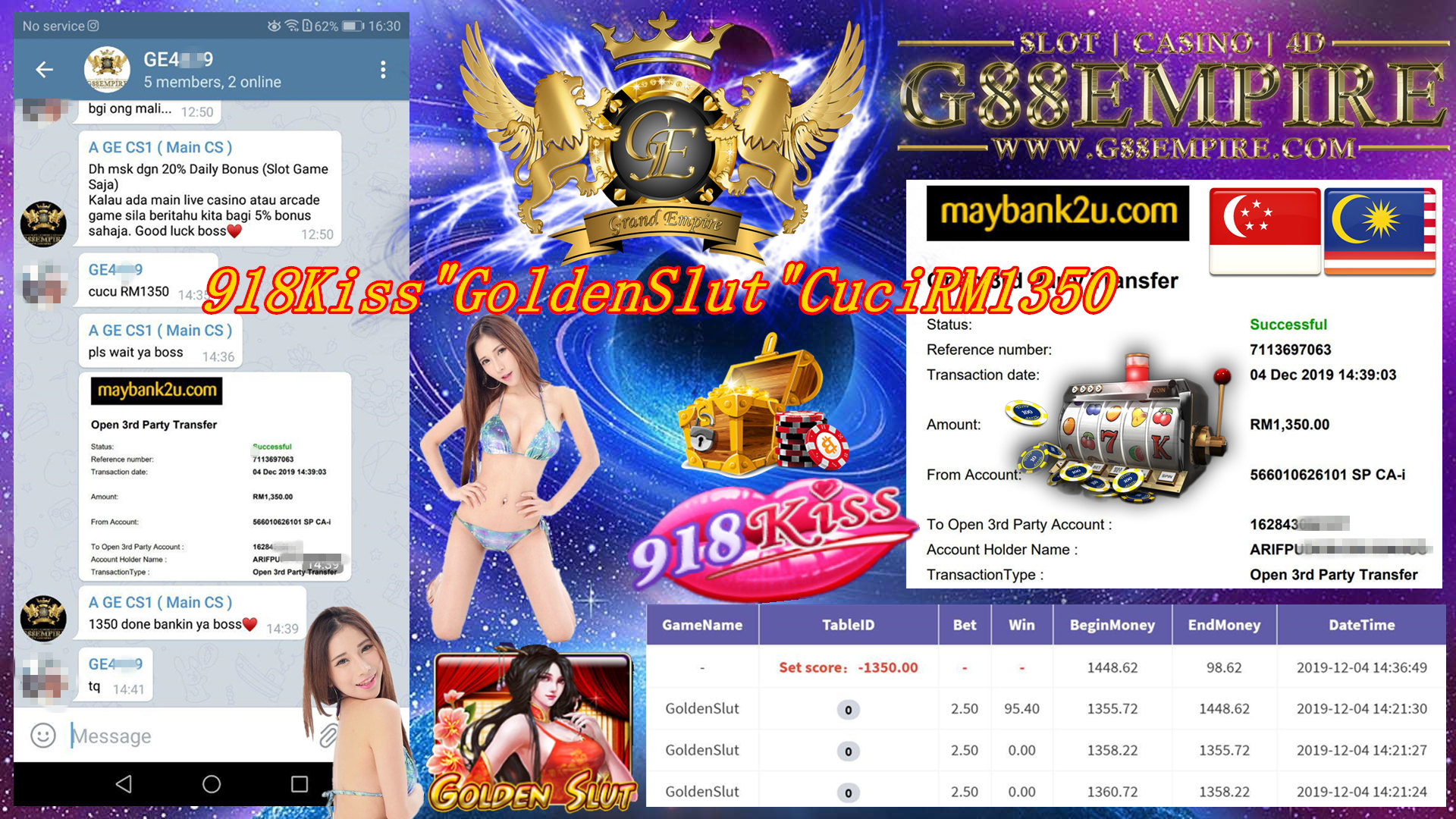 MEMBER MAIN GOLDEN SLUT MINTA CUCI RM1,350 !!