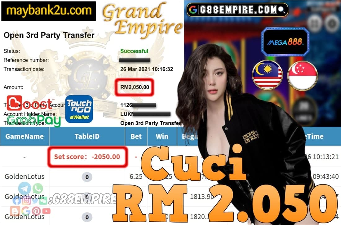 MEGA888-GOLDENLOTUS CUCI RM2,050!!!