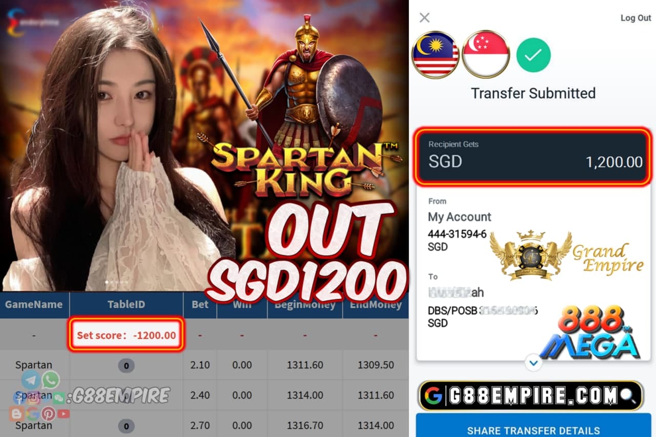 MEGA888 SG - SPARTAN OUT SGD1200 !!!