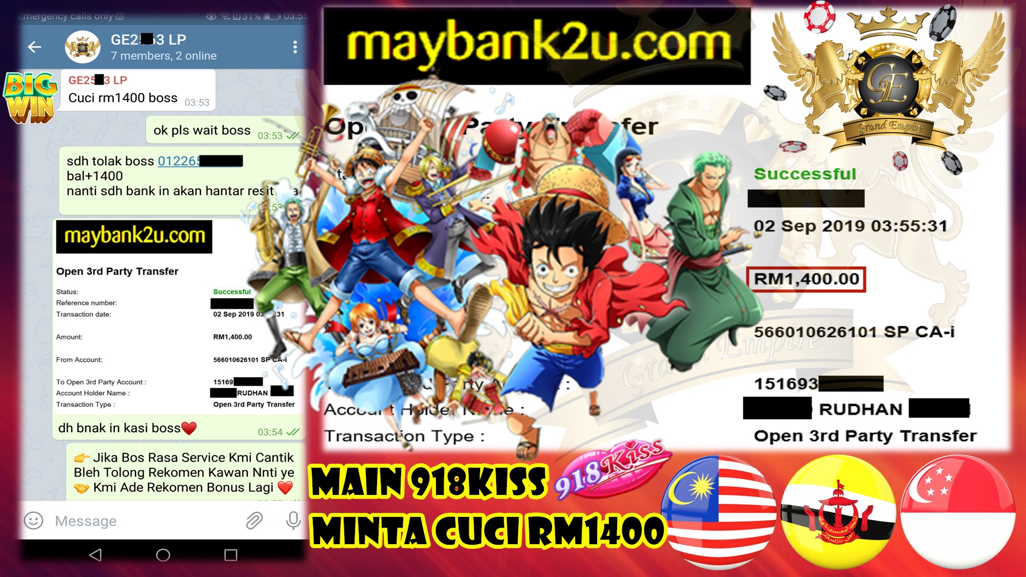 MEMBER MAIN 918KISS DPT CUCI RM1400 !!