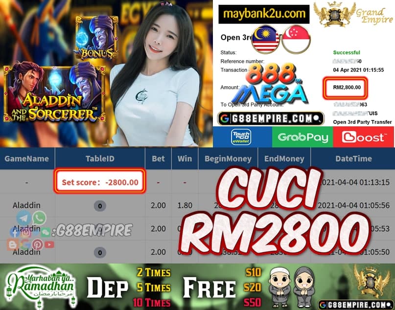 MEGA888 - ALADDIN CUCI RM2800 !!!