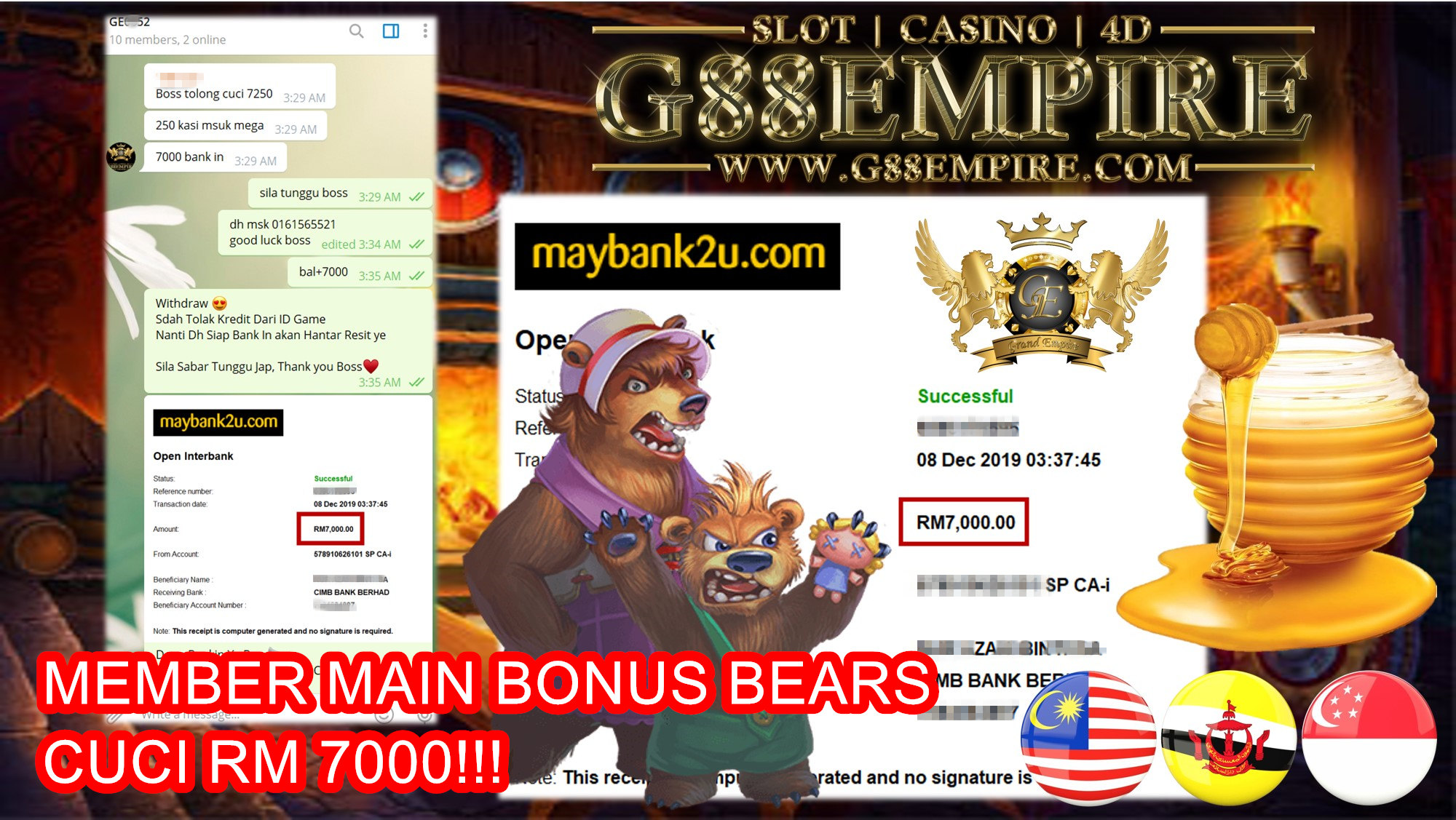 MEMBER MAIN BONUS BEARS CUCI RM7000!!!