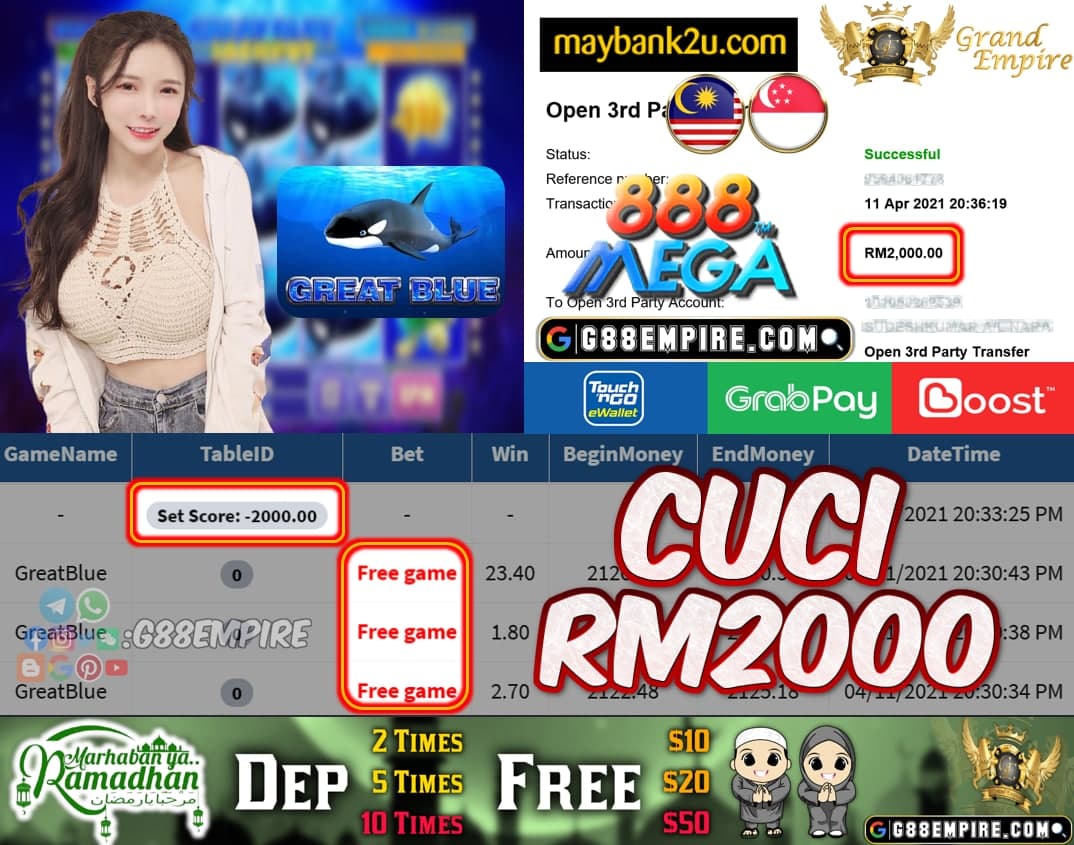 MEGA888 - GREAT BLUE CUCI RM2000!!!