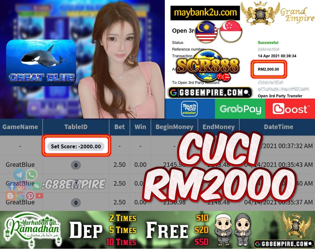 SCR888 - GREATBLUE CUCI RM2000!!!