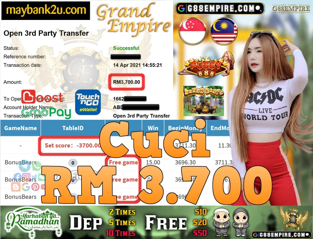 PUSSY888-BONUSBEAR CUCI RM3,700!!!