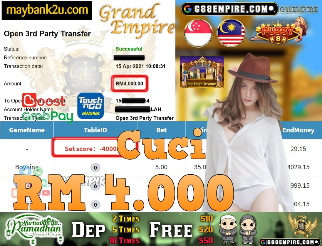 PUSSY888-BOYKING CUCI RM4,000!!!