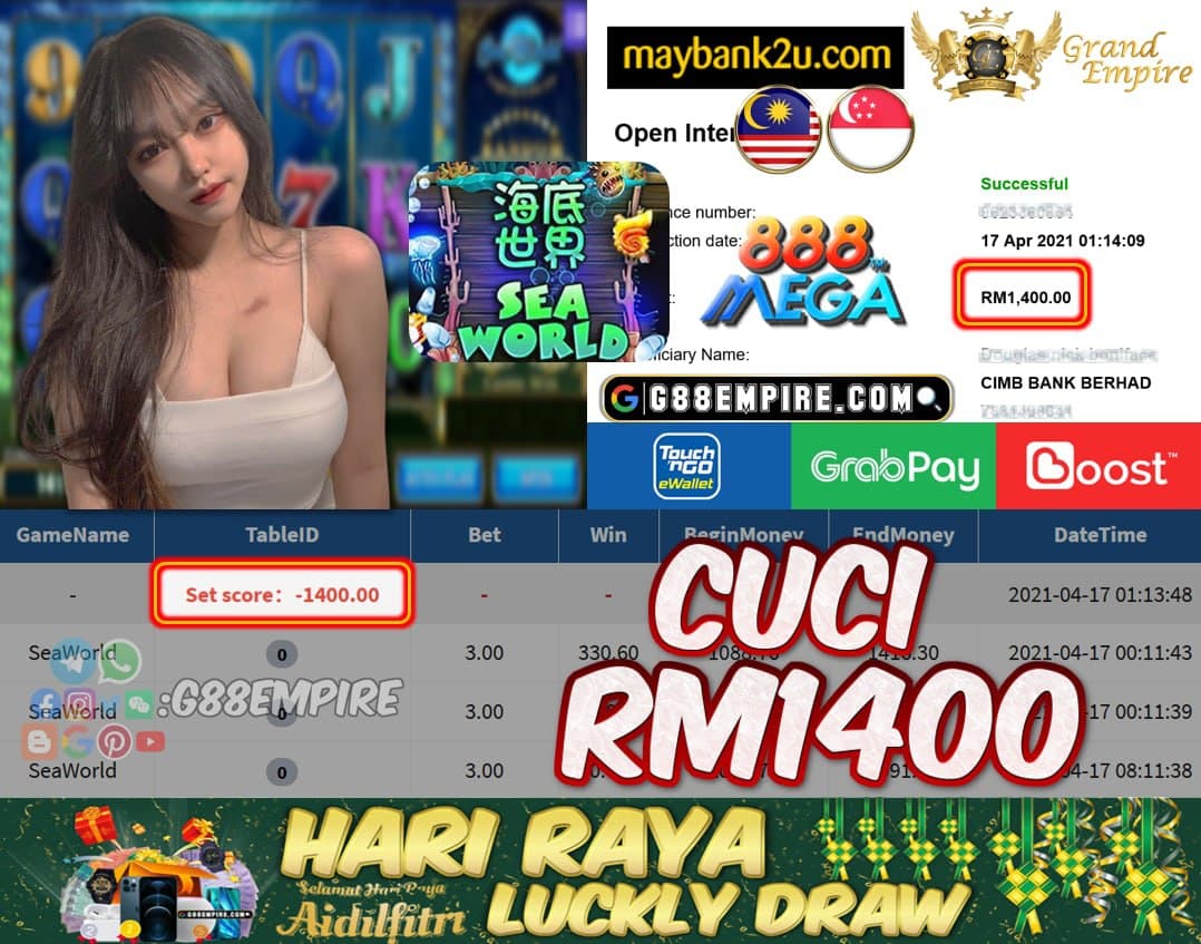 MEGA888 - SEAWORLD CUCI RM1400 !!!