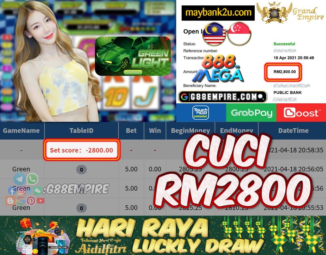 MEGA888 - GREEN CUCI RM2800 !!!