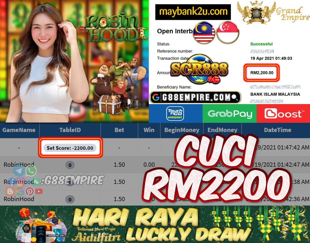 SCR888 - ROBINHOOD CUCI RM2200 !!!