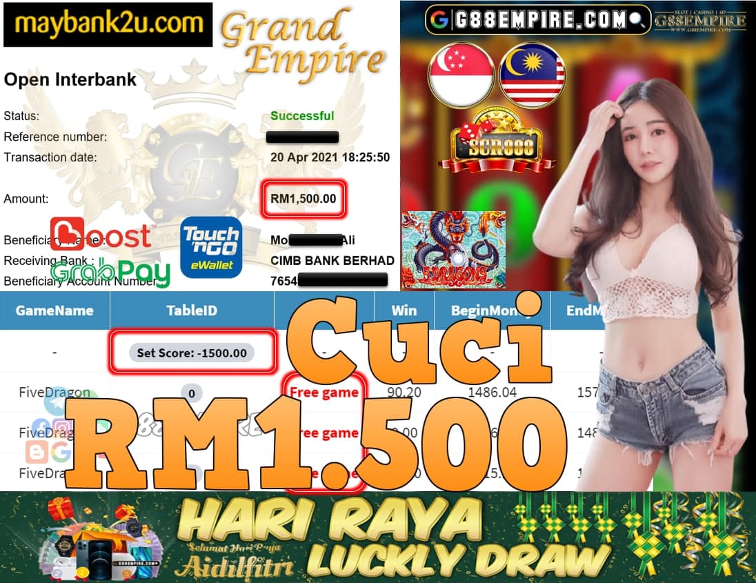 SCR888-FIVEDRAGON CUCI RM1,500!!!