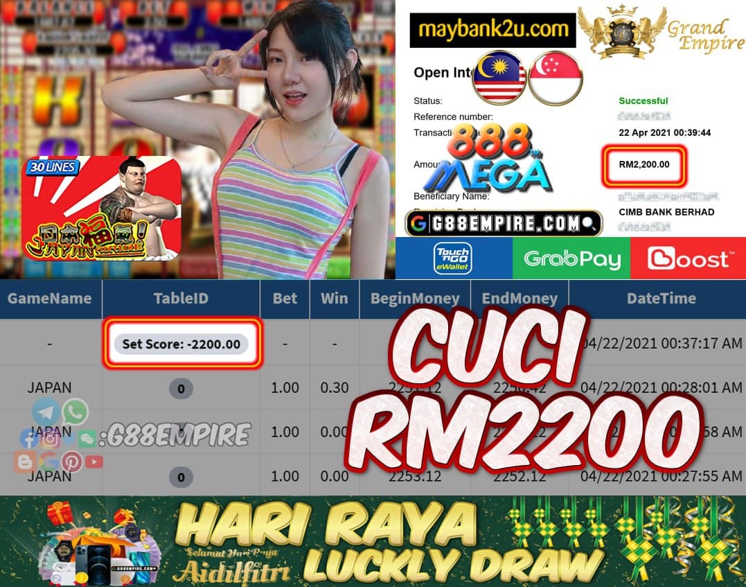 MEGA888 - JAPAN CUCI RM2200!!!