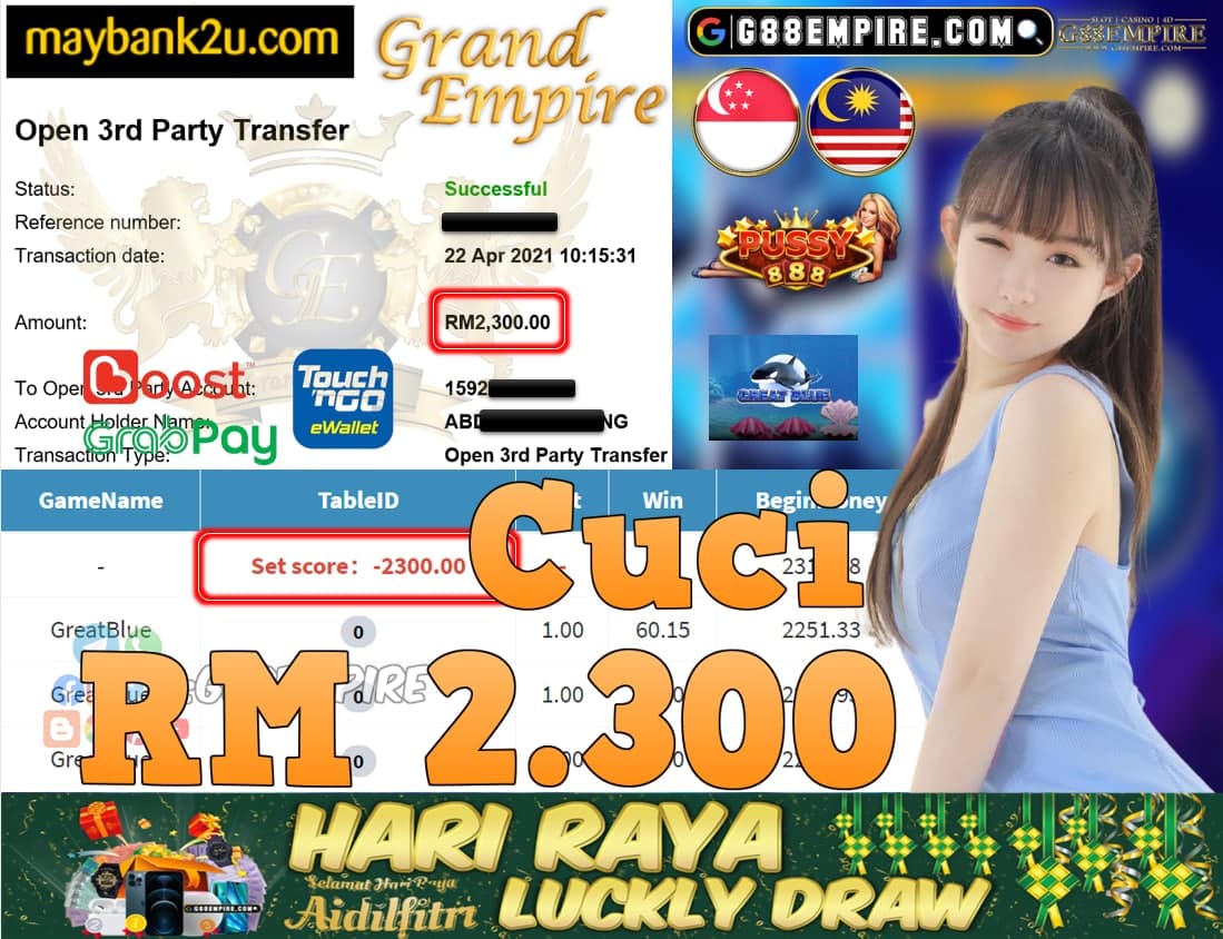 PUSSY888-GREATBLUE CUCI RM2,300!!!