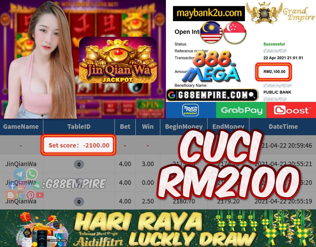 MEGA888 - JINQIANWA CUCI RM2100 !!!