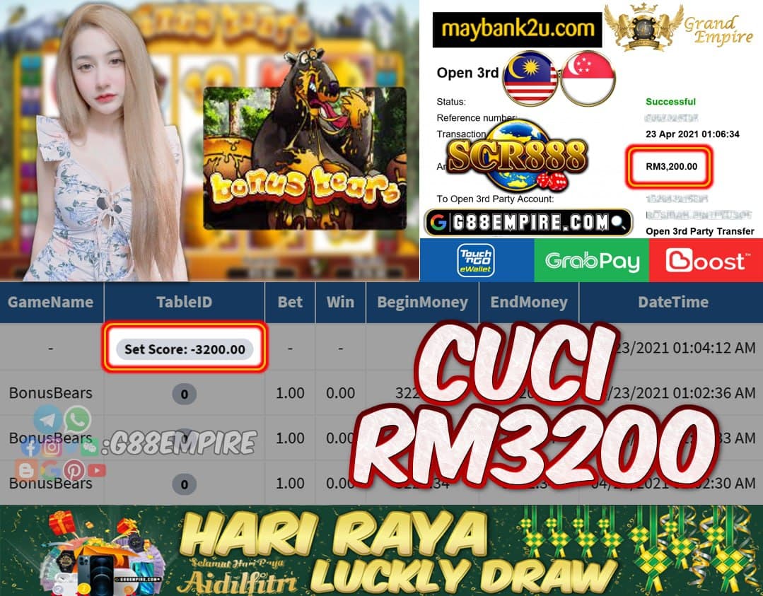 SCR888 - BONUSBEARS CUCI RM3200 !!!