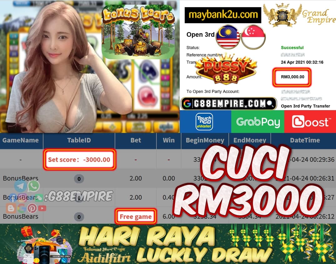 PUSSY888 - BONUSBEARS CUCI RM3000!!!